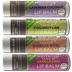 Soothing Touch vegan lip balm tube for on-the-go moisture.