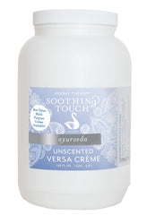 Soothing Touch Versa Creme Unscented 5-gallon bottle with a smooth, non-greasy glide for full-body massage