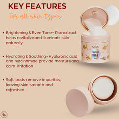 Applying SOQU Rice Essence Pad to the cheek for a refreshed, hydrated look