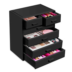 Clear Sorbus design blends with any decor and keeps cosmetics visible