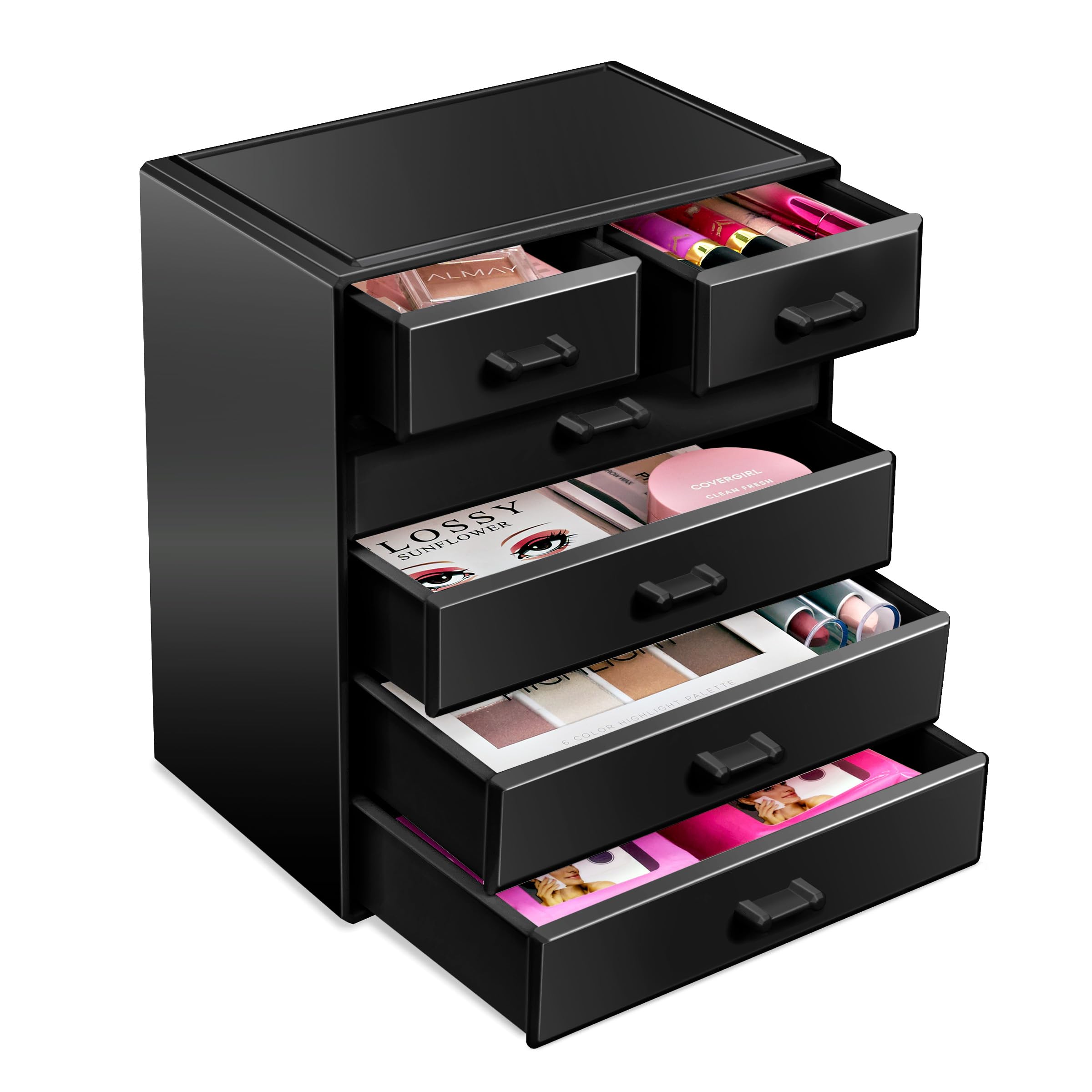 Sorbus acrylic makeup organizer front view showing clear display and easy access
