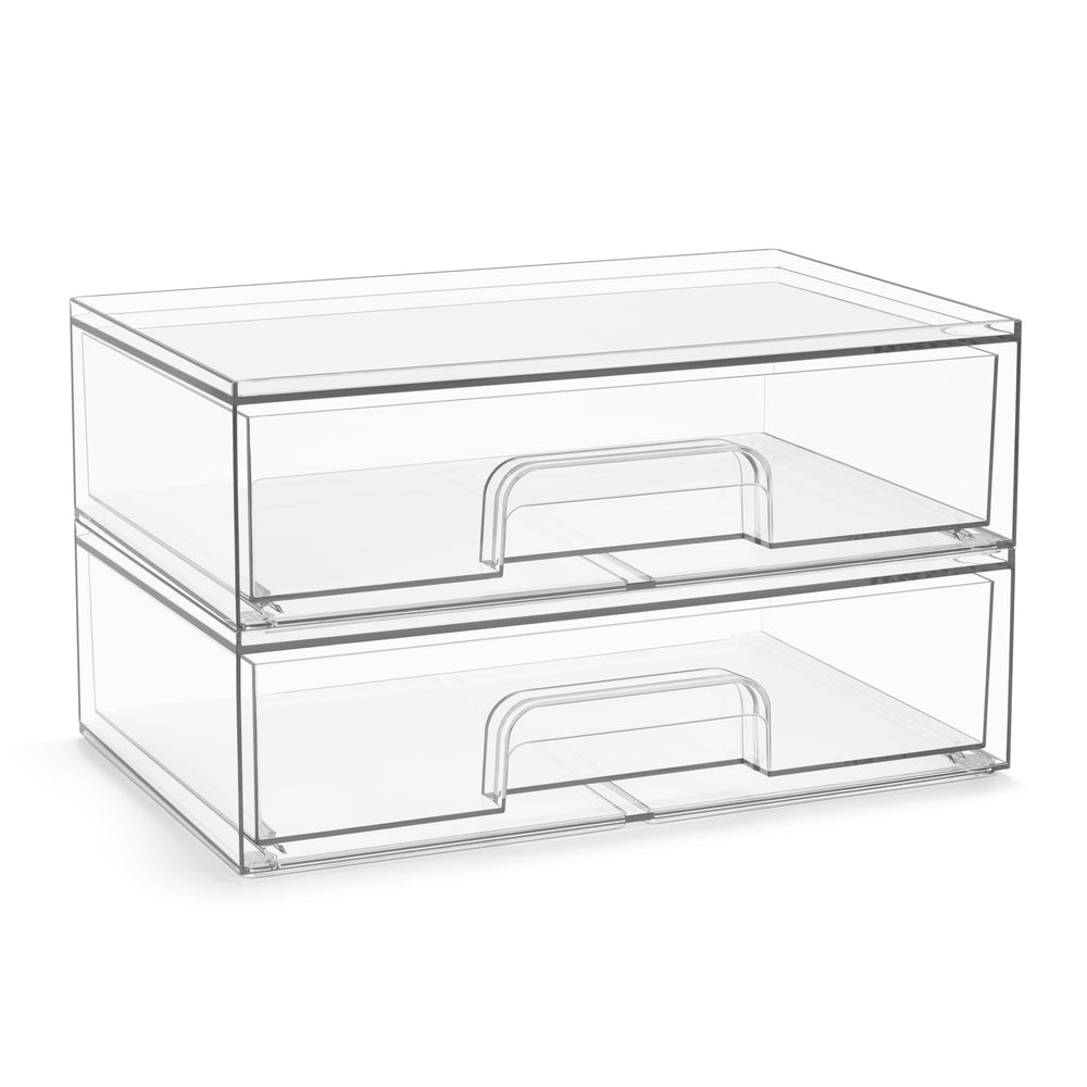 Sorbus acrylic storage container two-pack stackable drawers improve bathroom organization and visibility