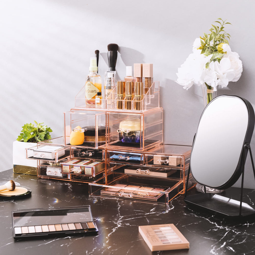 Sorbus large makeup organizer clear acrylic drawers slide open smoothly for easy access