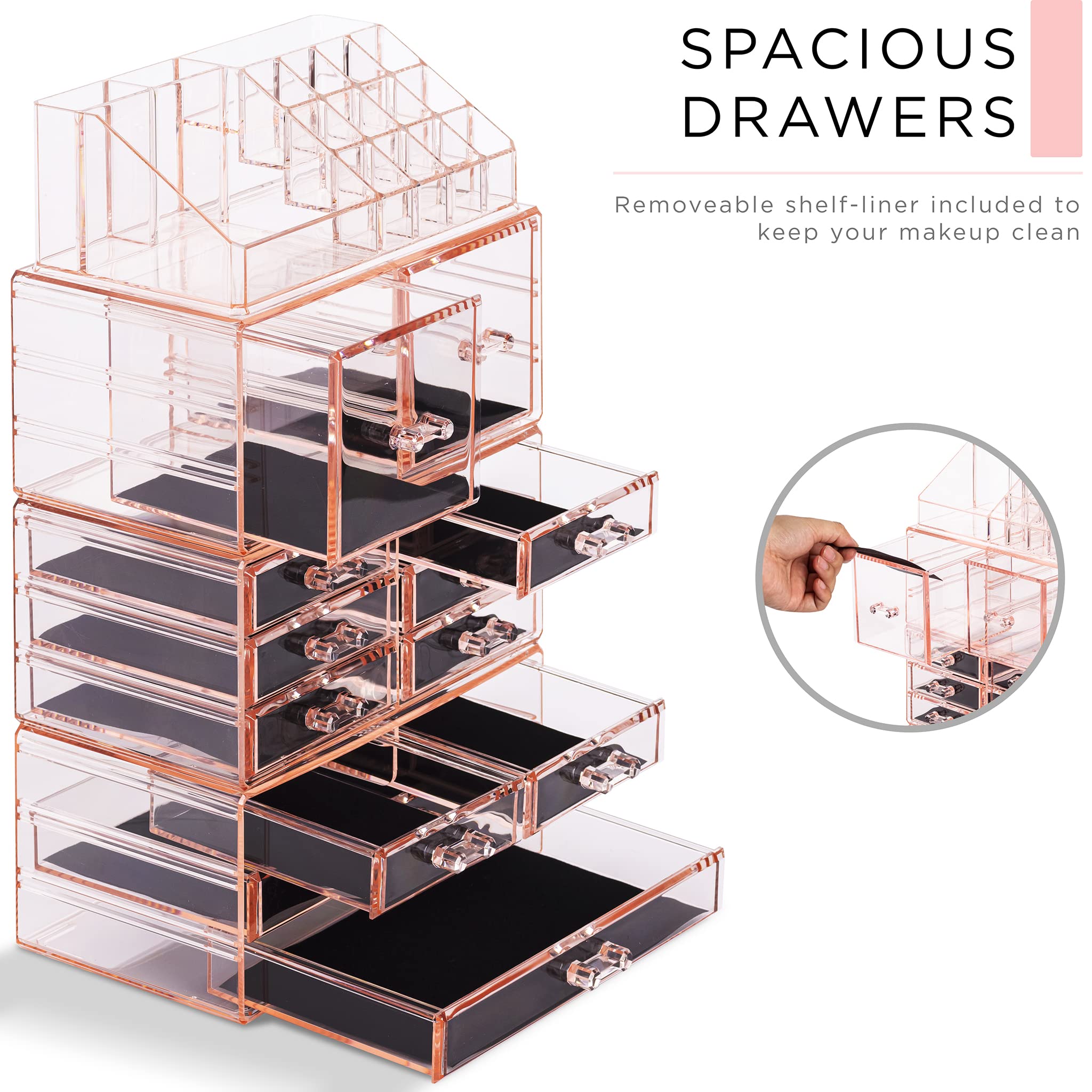 Sorbus large makeup organizer stackable design saves vanity space