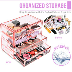 Sorbus makeup organizer jewelry storage with versatile clear case.