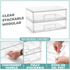 Sorbus clear acrylic drawers simplify cabinet and vanity organization with built-in handles