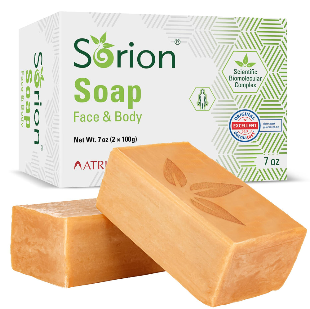 Sorion soap bar with coconut oil for moisturized skin.