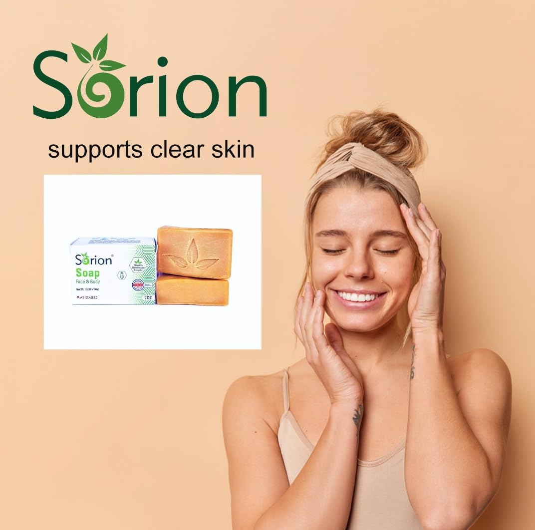 Sorion soap with turmeric swirl for gentle cleansing.