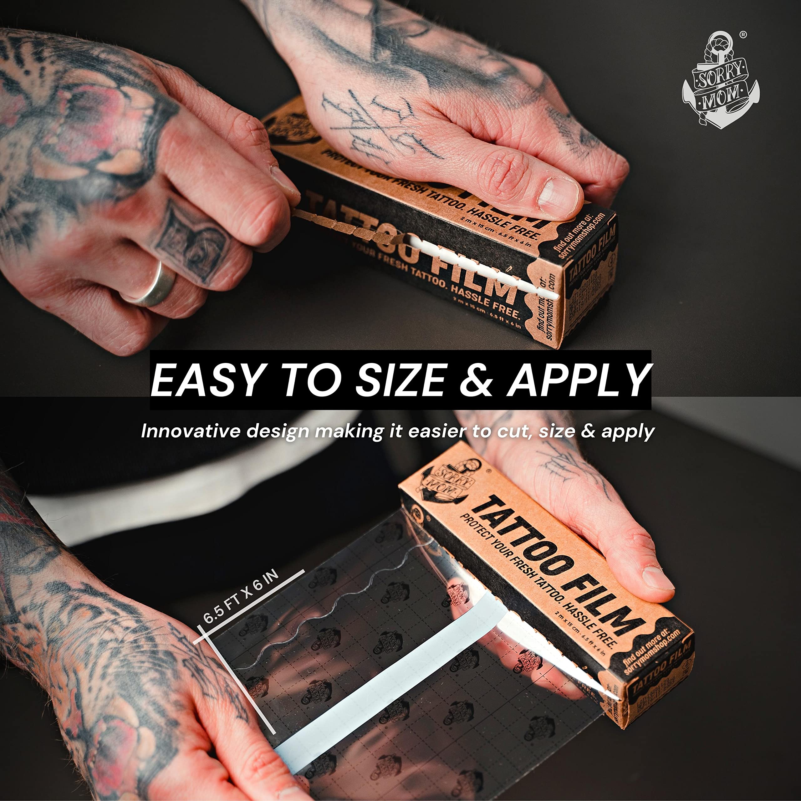 Sorry Mom waterproof tattoo wrap keeps new ink dry during showers
