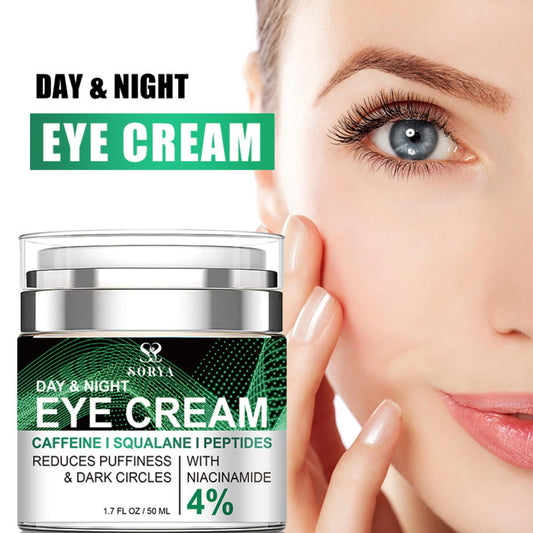 Swirl of SORYA Caffeine Eye Cream demonstrating fast-absorbing, non-greasy feel.
