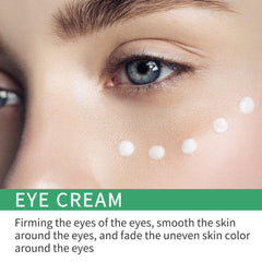 Under-eye area being gently treated with caffeine-rich formula for brightness.