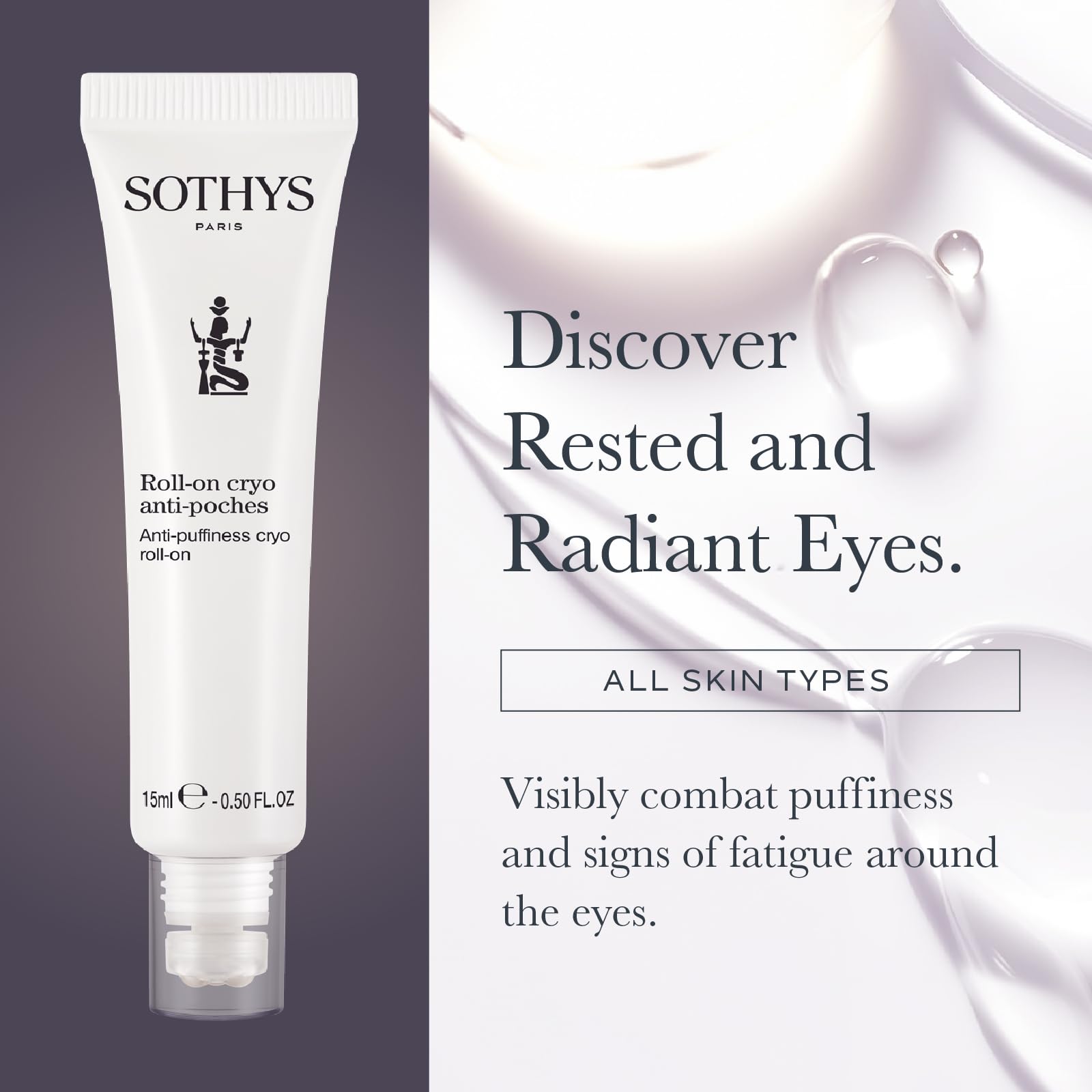 SOTHYS Cryo Roll-On under-eye application demonstrates targeted puffiness relief.