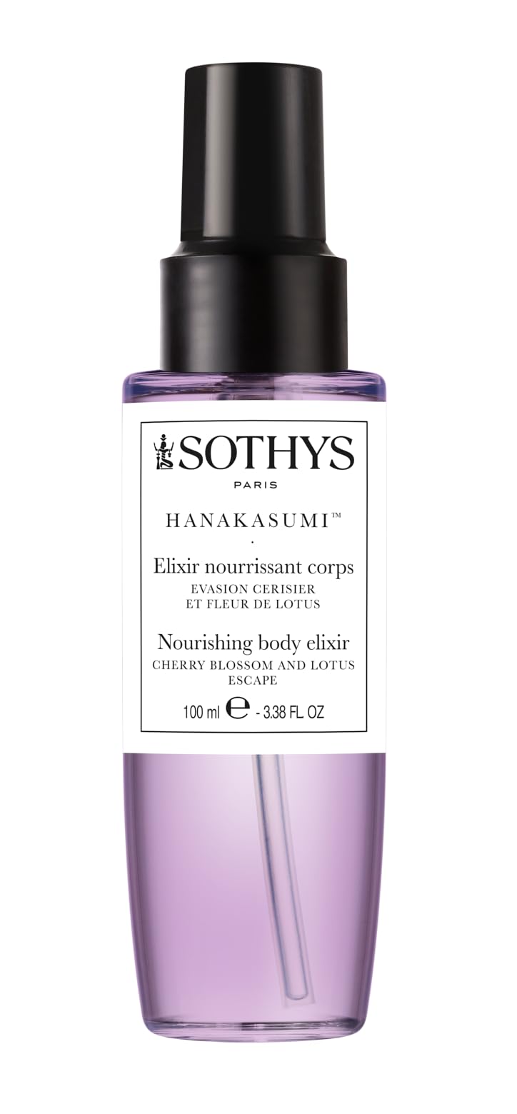 SOTHYS Nourishing Body Elixir bottle with cherry blossom scent for hydration.