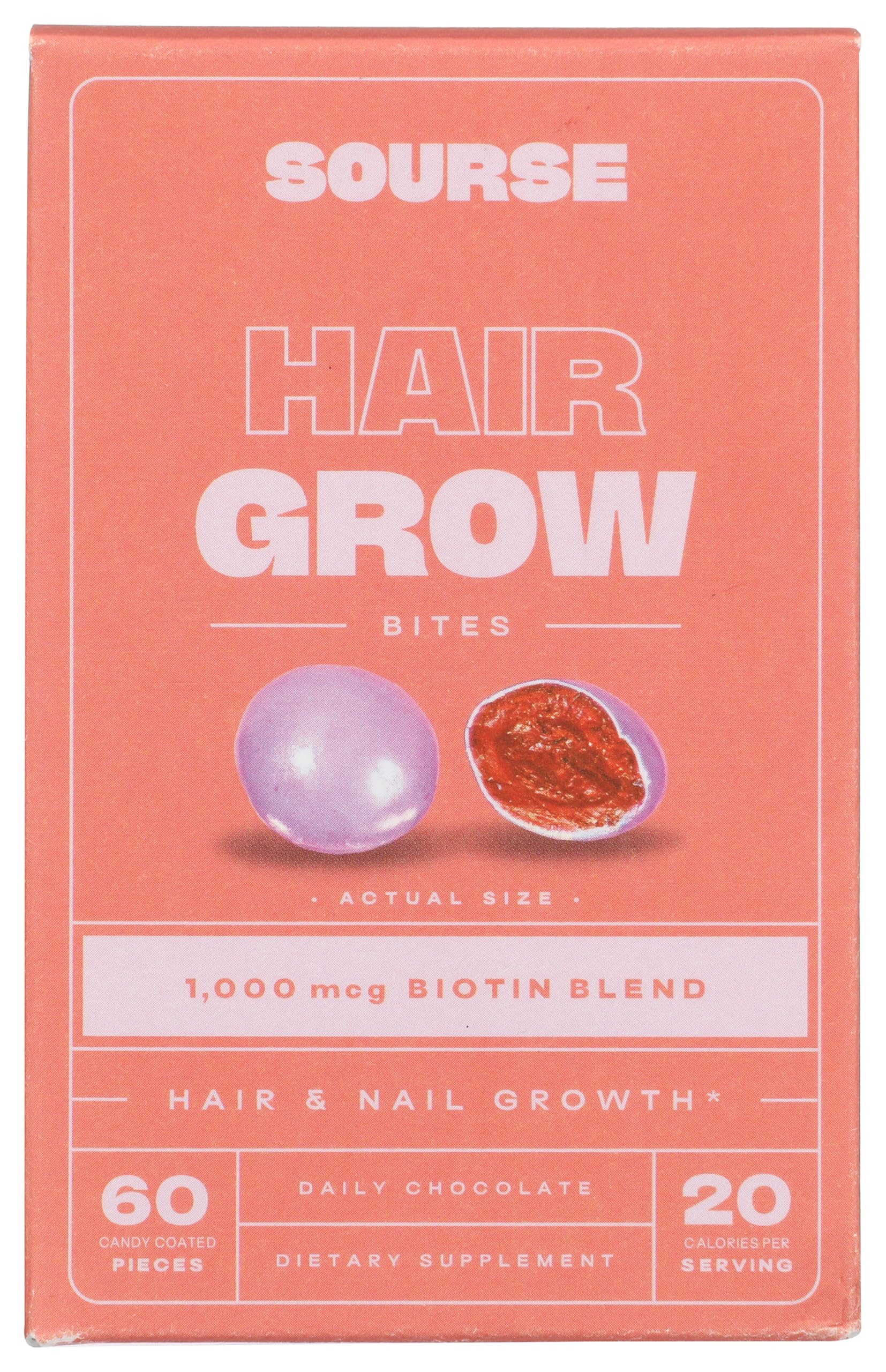 Sourse Hair Grow Bites bottle promotes convenient daily nourishment for hair health.