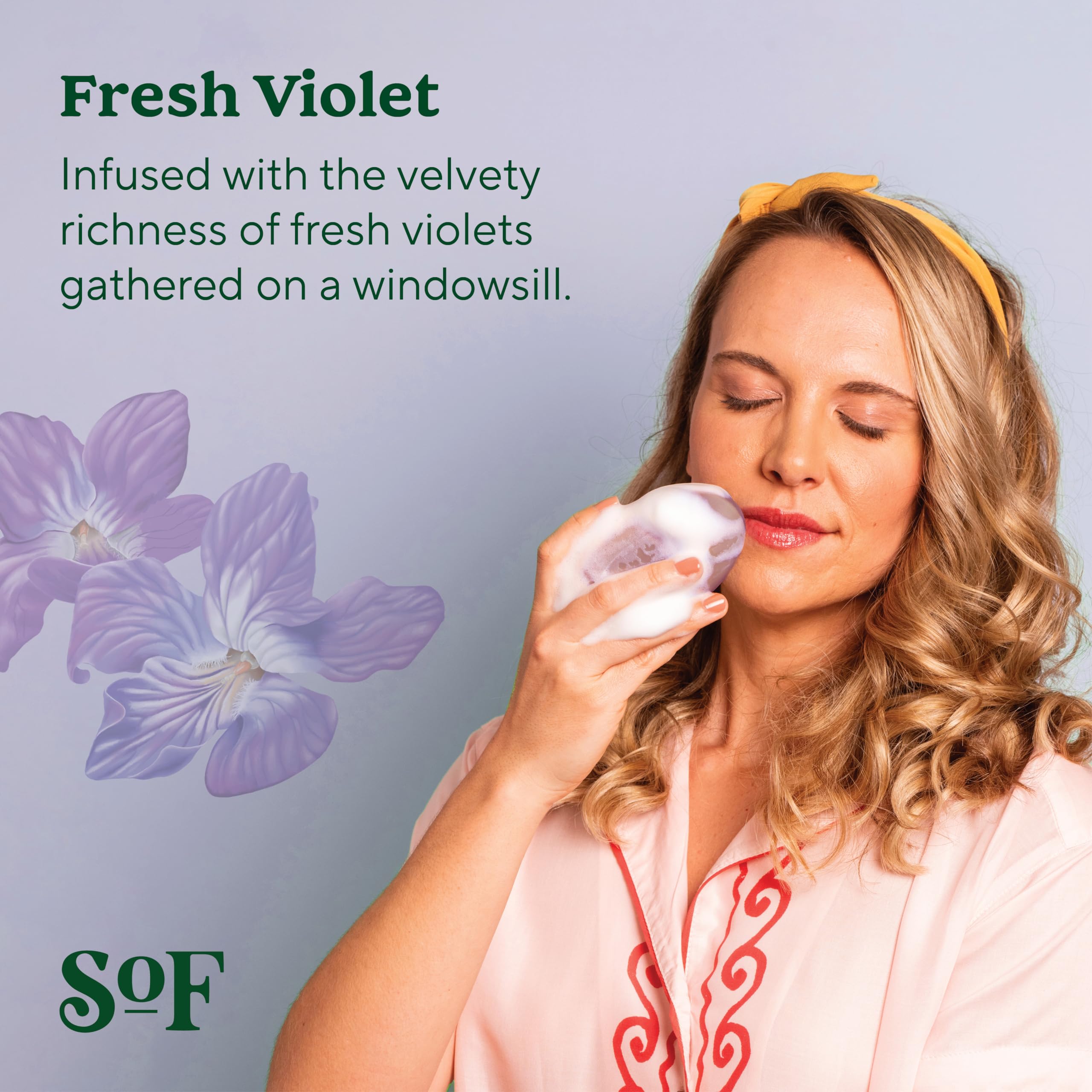 South Of France fresh violet fragrance offers a delicate floral cleanse.