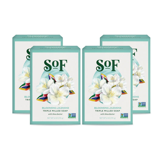South Of France Blooming Jasmine bar soap pack, showcasing a long-lasting cleansing experience