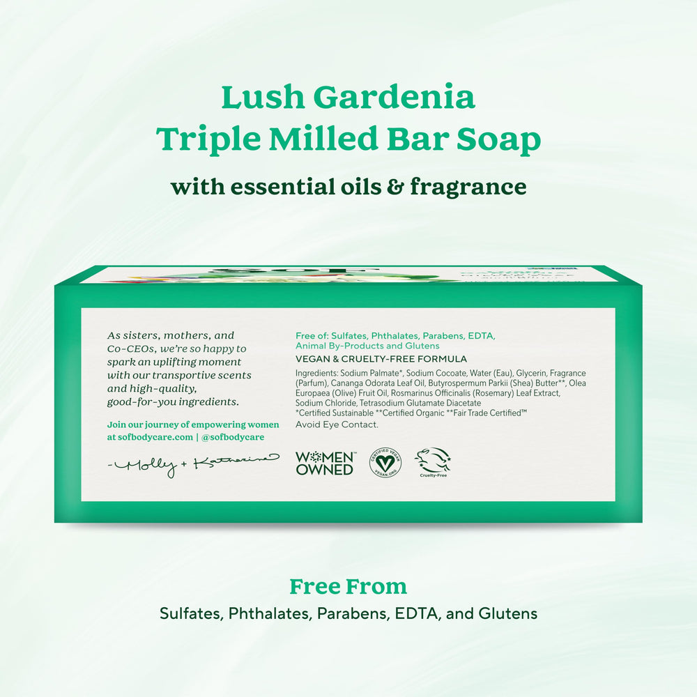 Close-up of creamy lather from SoF Gardenia bar soap with coconut oil.