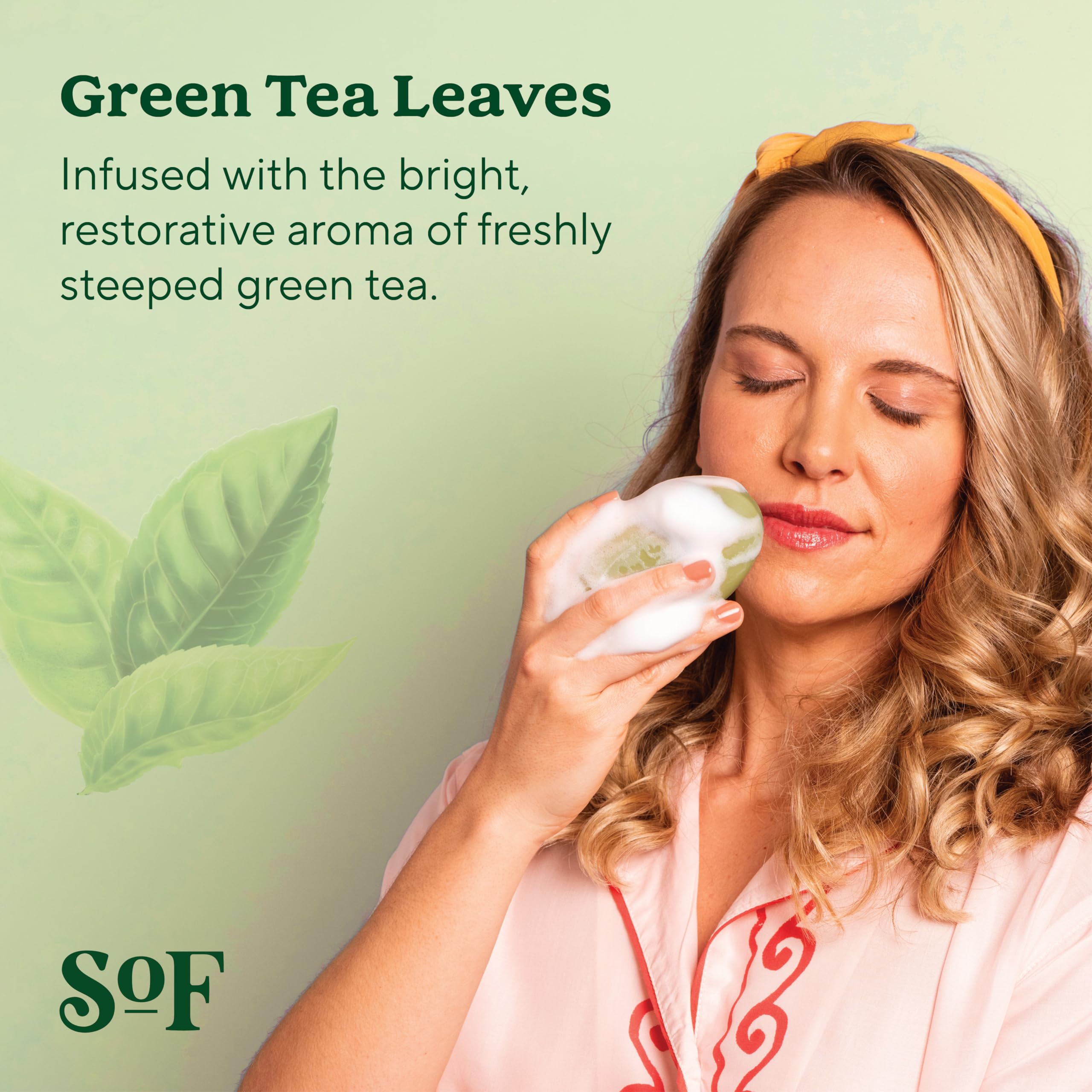 South Of France SoF Green Tea Leaves bar with green tea and citrus notes.