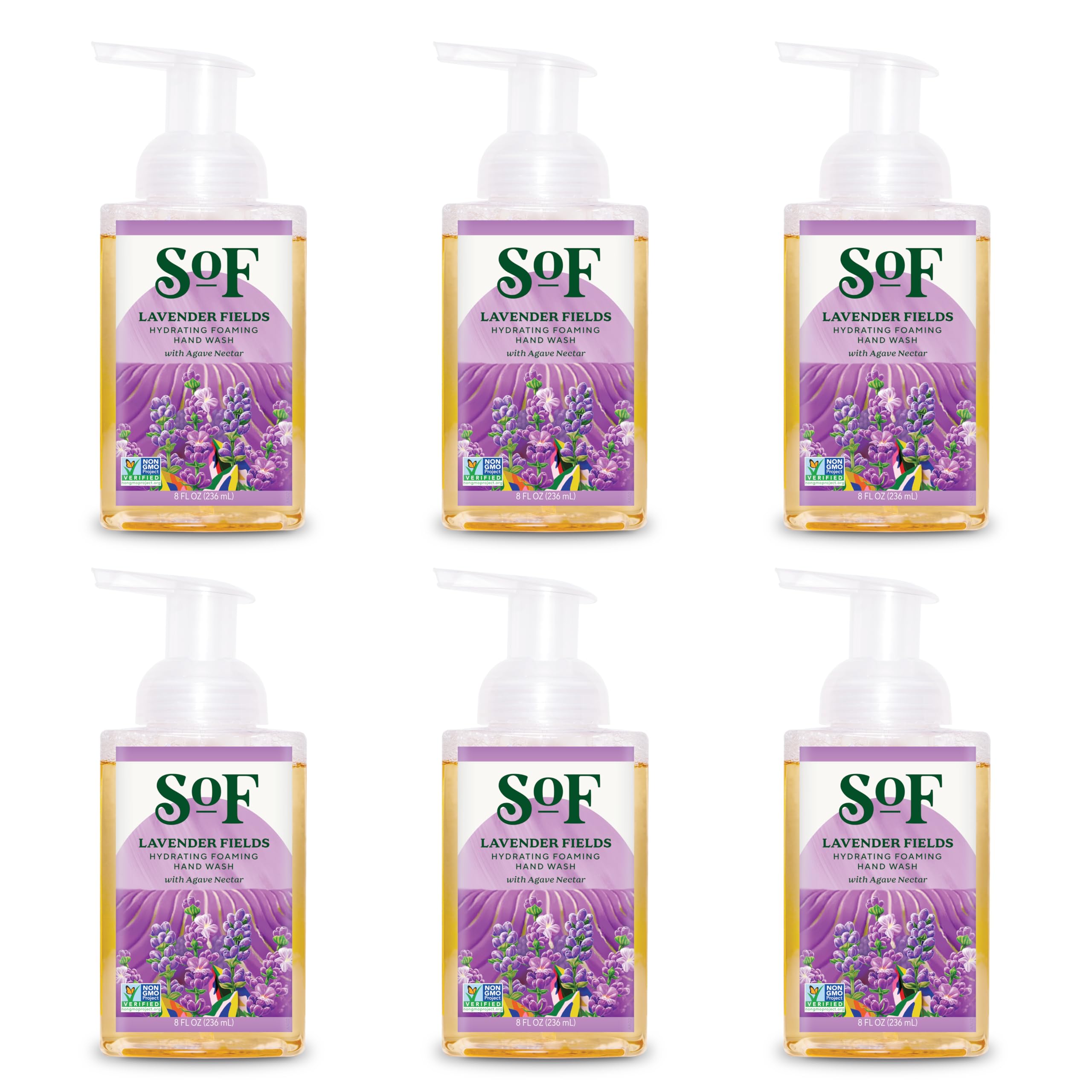 South Of France SoF Lavender Fields bottle shows calming aroma and hydrating formula