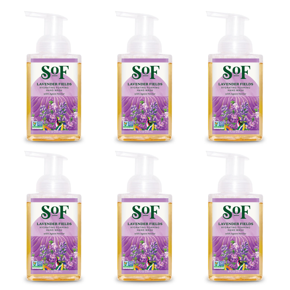 South Of France SoF Lavender Fields bottle shows calming aroma and hydrating formula