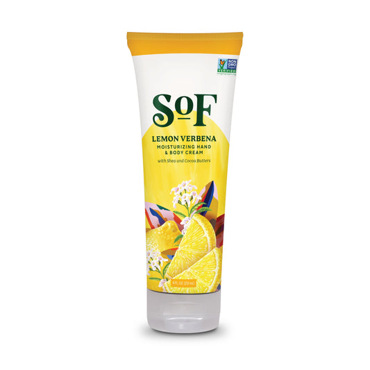 South Of France SoF lemon verbena bottle, refreshing fragrance and hydration.