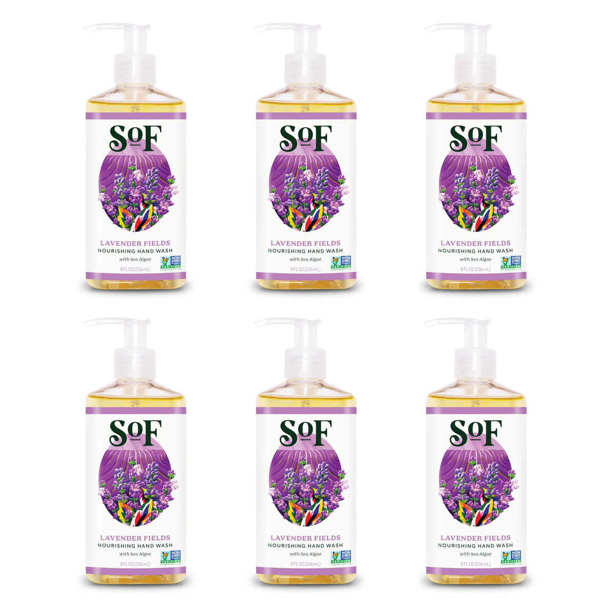 South Of France SoF Nourishing Hand Wash Lavender Fields bottle - calming scent and moisturizing action