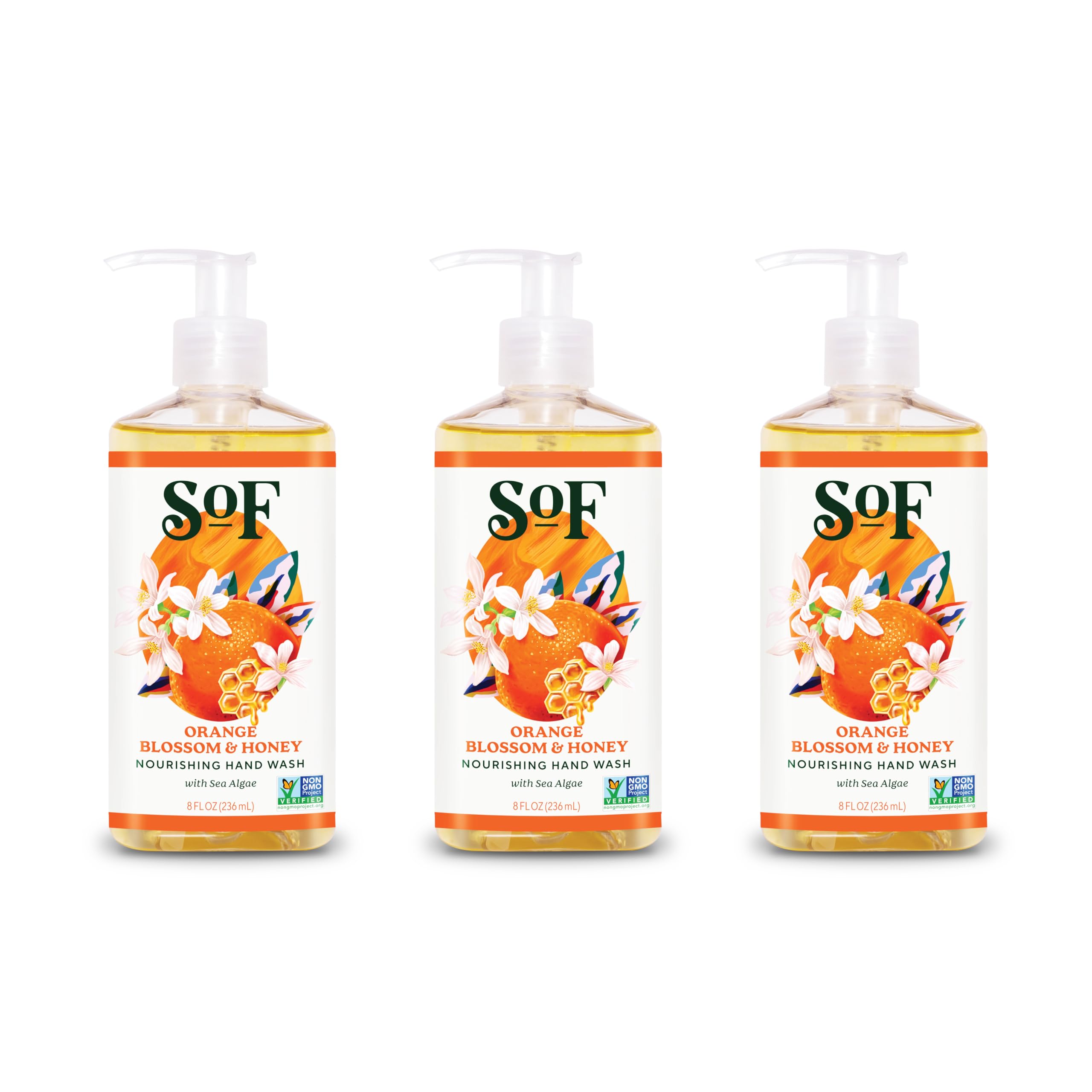 SoF Nourishing Hand Wash orange blossom bottle with moisturizing formula.