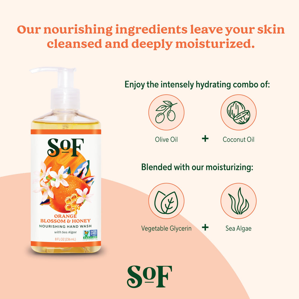 Vegan packaging for SoF Nourishing Hand Wash.