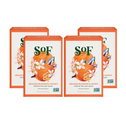 South Of France SoF Orange Blossom Honey bar with uplifting citrus aroma for daily cleansing