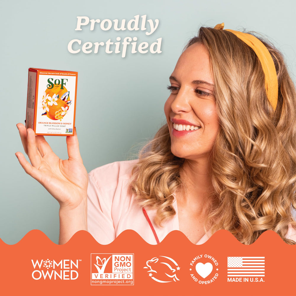 South Of France SoF bar free from phthalates, sulfates, and parabens for clean beauty