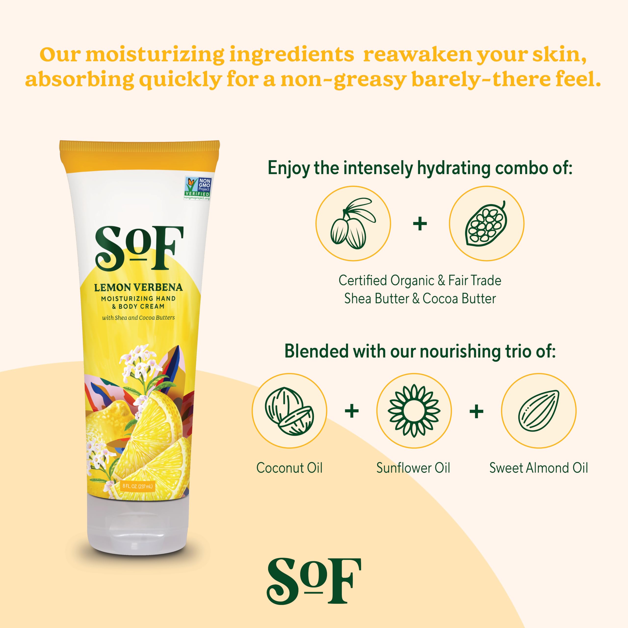 Texture shot of SoF cream absorbing quickly for a non-greasy feel.