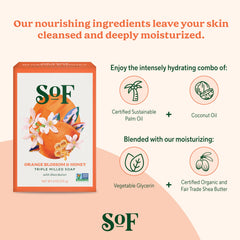 South Of France SoF vegan cruelty-free label indicates ethical ingredients.