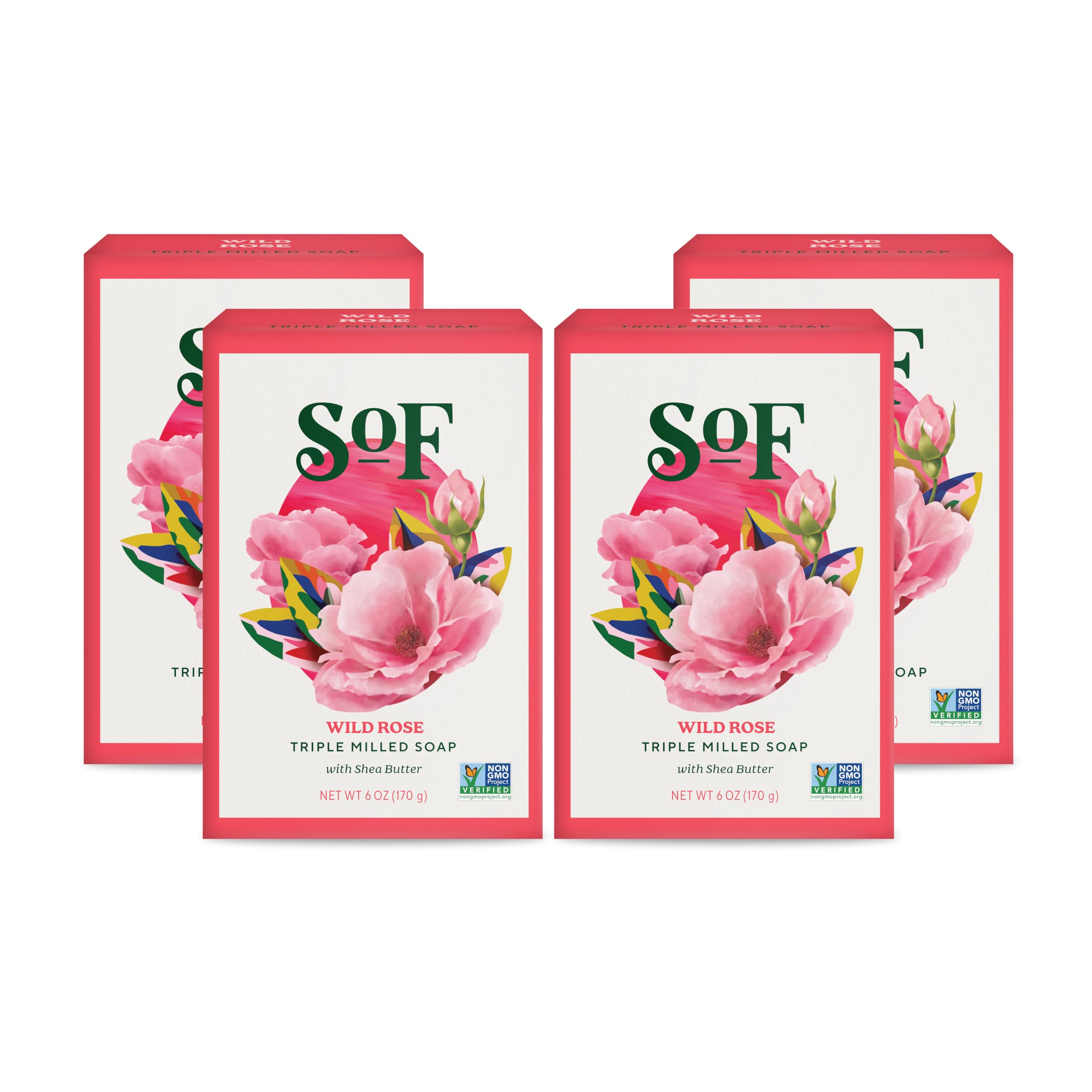 South Of France SoF Wild Rose soap pack showing compact, travel-friendly size.