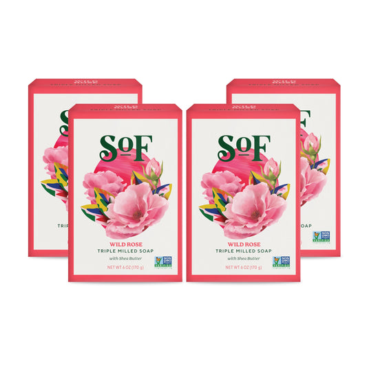 South Of France SoF Wild Rose soap pack showing compact, travel-friendly size.
