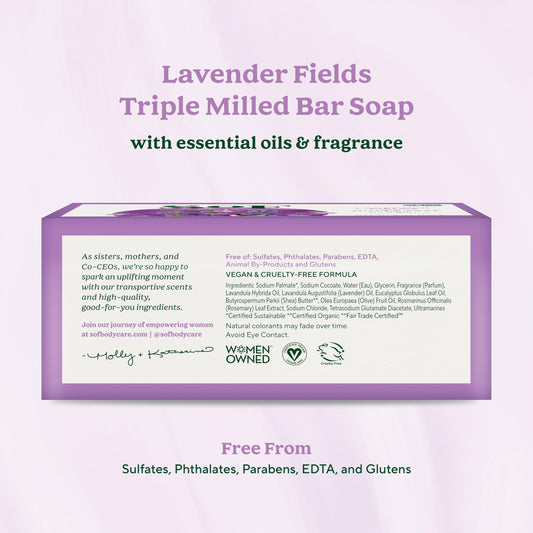 South Of France triple milled bar soap lather provides creamy cleansing and lasting freshness.