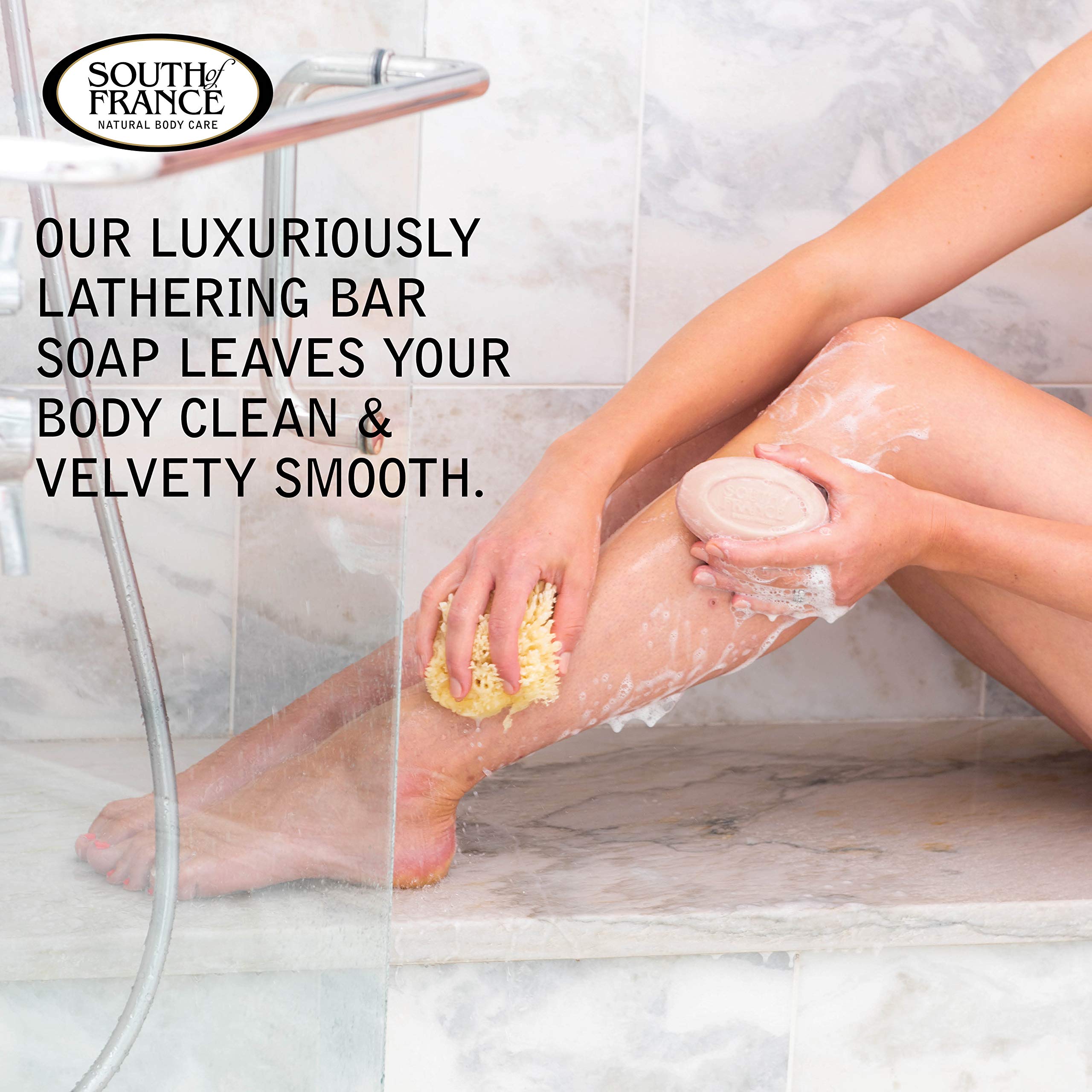 South Of France close-up lather emphasizes creamy texture and fragrance