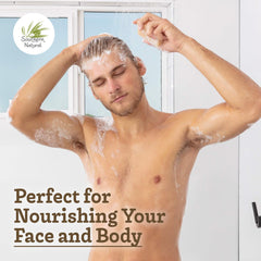 Face and body wash in use with creamy lather from Southern Natural Goat Milk Soap Bar.