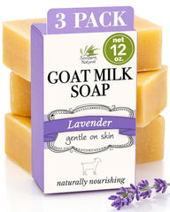 Southern Natural Lavender Goat Milk Soap Bars stacked for gentle cleansing