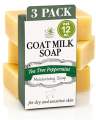 Southern Natural Goat Milk Soap Bar with Tea Tree Peppermint, rich lather for face and body.