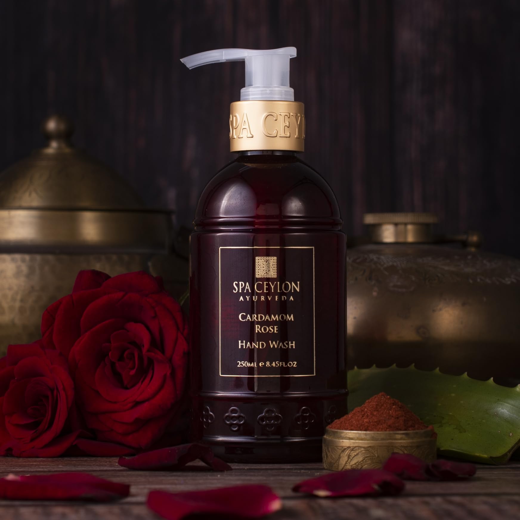 SPA CEYLON Cardamom Rose Hand Wash lather close-up — creamy foam and rich fragrance
