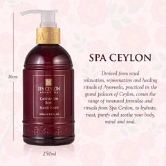 SPA CEYLON Cardamom Rose Hand Wash pump close-up — gentle cleansing with aroma