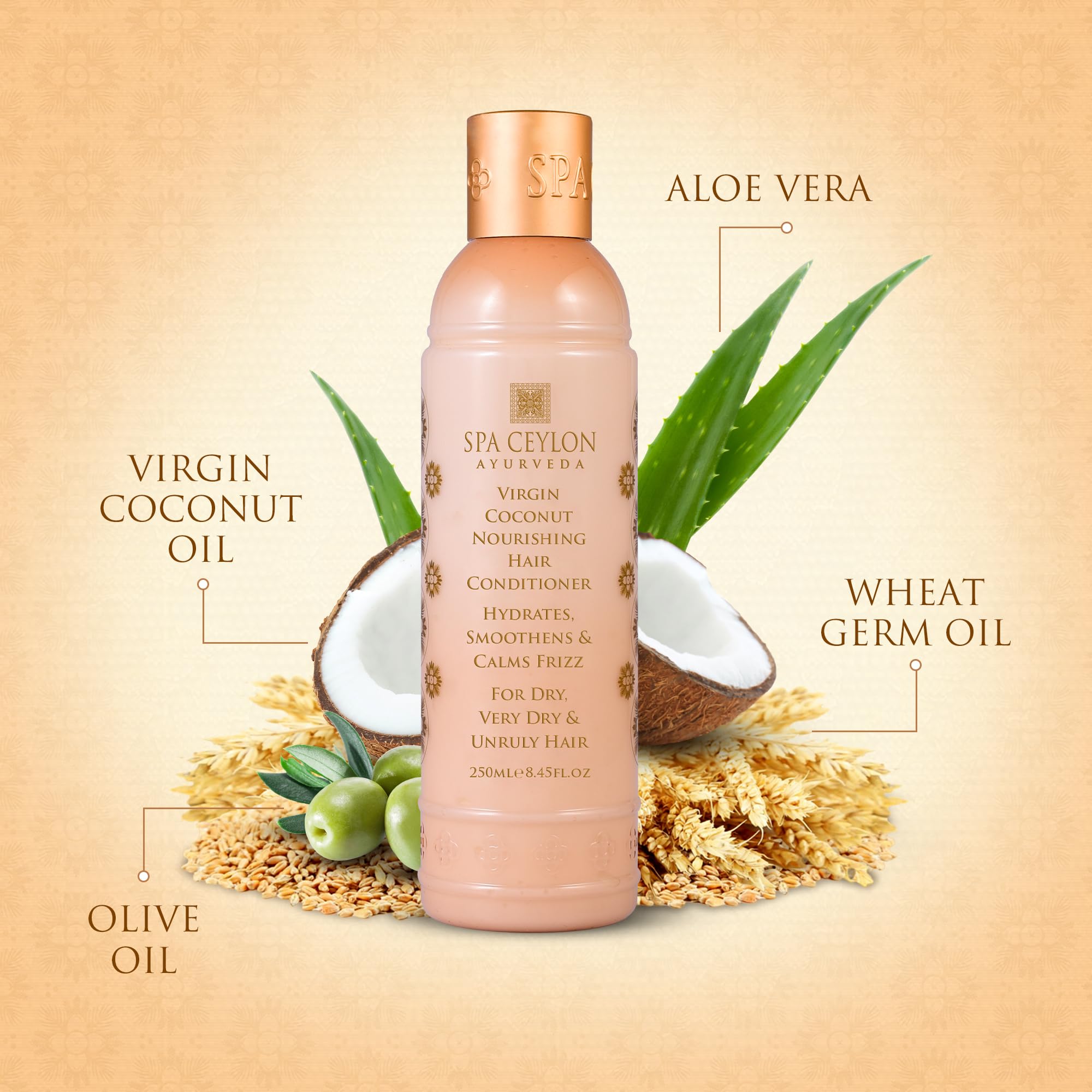 SPA CEYLON Virgin Coconut Nourishing Hair Conditioner cream-texture for smooth detangling