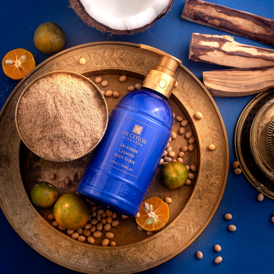 SPA CEYLON De-Stress Elixir silky oil texture on palm