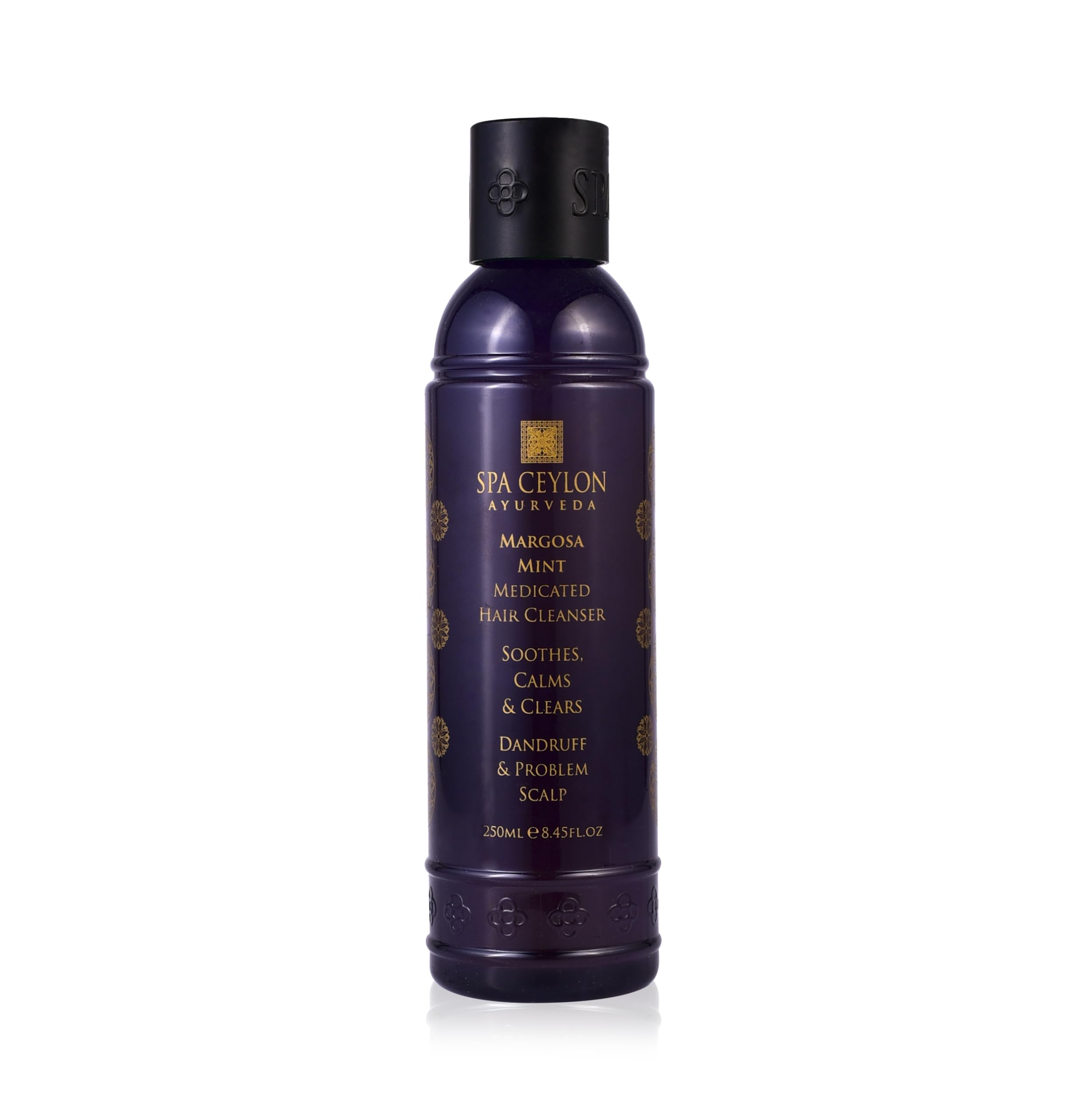 SPA CEYLON Margosa Mint Medicated Hair Cleanser bottle promotes scalp balance during cleansing.