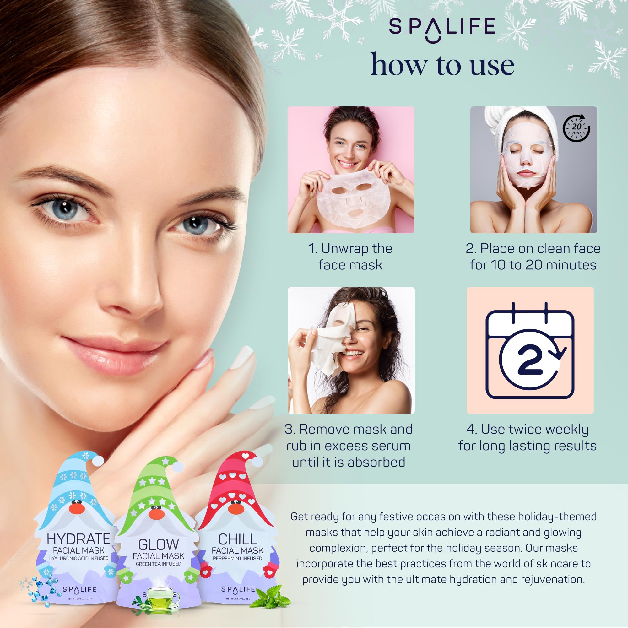 SpaLife Holiday Gnome self-care at home scene for a spa-like experience