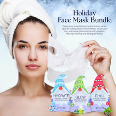 SpaLife Holiday Gnome variety pack display showing nine masks in one box