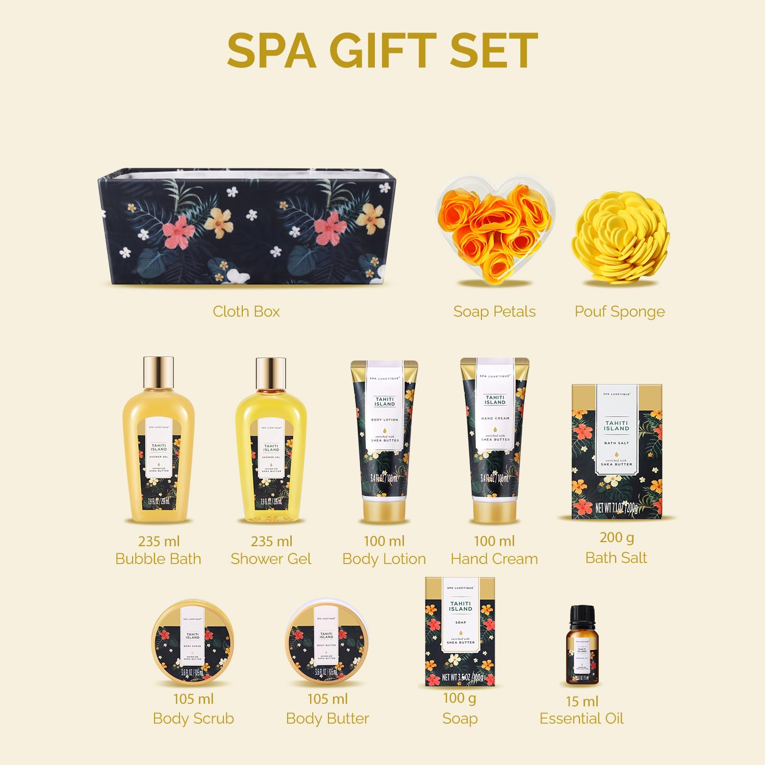 Spa Luxetique bubble bath and bath bombs arranged for at-home spa