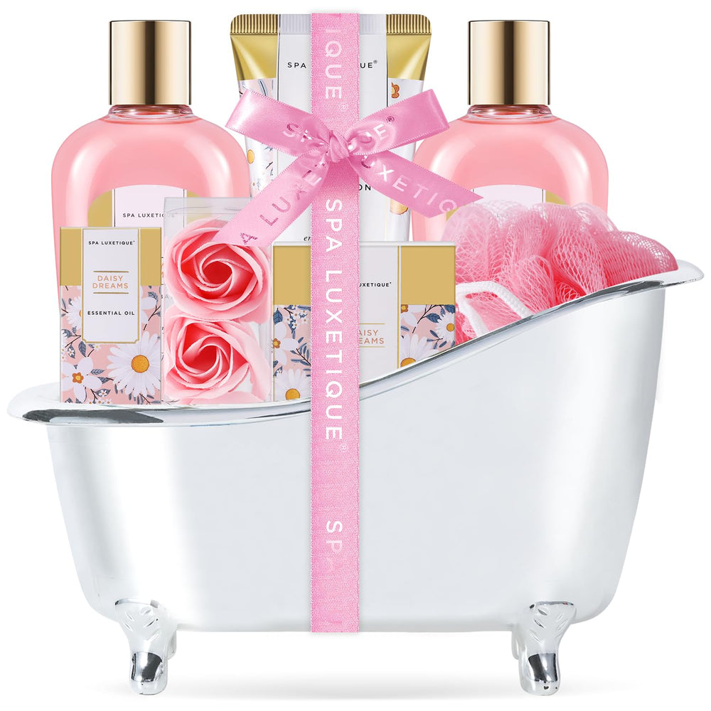 Spa Luxetique Daisy Gift Basket bubble bath for relaxation