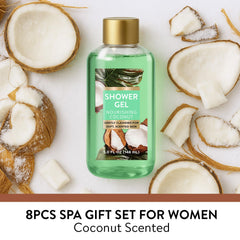 Spa Luxetique gift set shower gel demonstrates tropical cleansing with a creamy coconut aroma