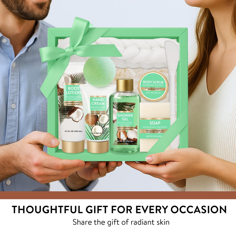 Spa Luxetique gift set soap emphasizes coconut-milk formula for sensitive skin